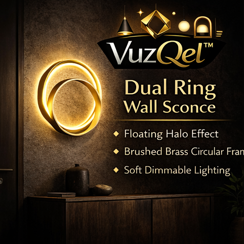 VuzQel™ Dual Ring Wall Sconce – Modern Circular LED Wall Light with Floating Halo Effect